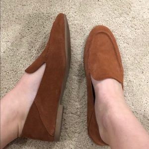 Burnt orange suede loafers